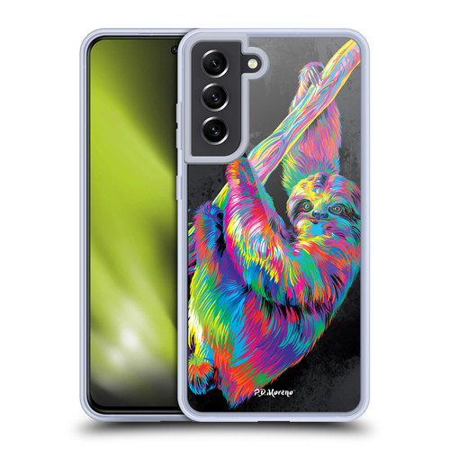 P.D. Moreno Christmas Animal Pop Colors Sloth Soft Gel Case for Samsung Galaxy S21 FE 5G & MagSafe