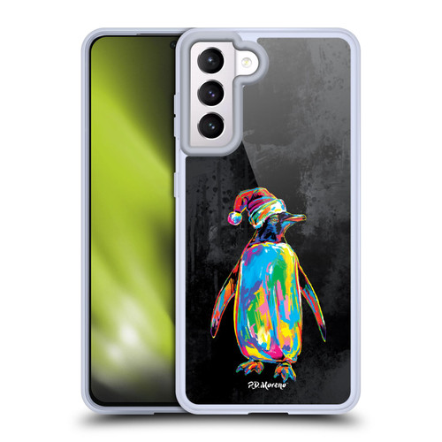 P.D. Moreno Christmas Animal Pop Colors Penguin Hat Soft Gel Case for Samsung Galaxy S21 5G & MagSafe