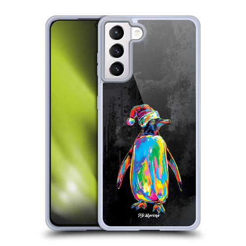 P.D. Moreno Christmas Animal Pop Colors Penguin Hat Soft Gel Case for Samsung Galaxy S21+ 5G & MagSafe