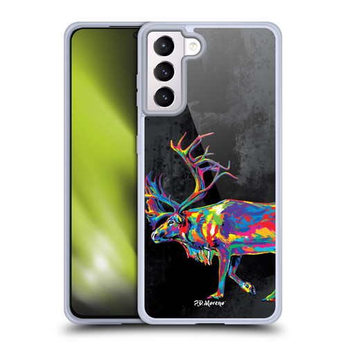P.D. Moreno Christmas Animal Pop Colors Reindeer Soft Gel Case for Samsung Galaxy S21+ 5G & MagSafe
