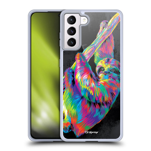 P.D. Moreno Christmas Animal Pop Colors Sloth Soft Gel Case for Samsung Galaxy S21+ 5G & MagSafe