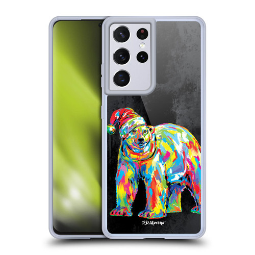 P.D. Moreno Christmas Animal Pop Colors White Bear Hat Soft Gel Case for Samsung Galaxy S21 Ultra 5G & MagSafe