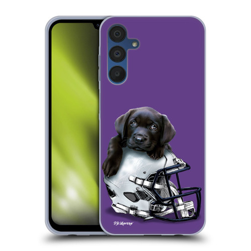P.D. Moreno Sport Puppies Black Labrador Football Helmet Soft Gel Case for Samsung Galaxy A15 & MagSafe