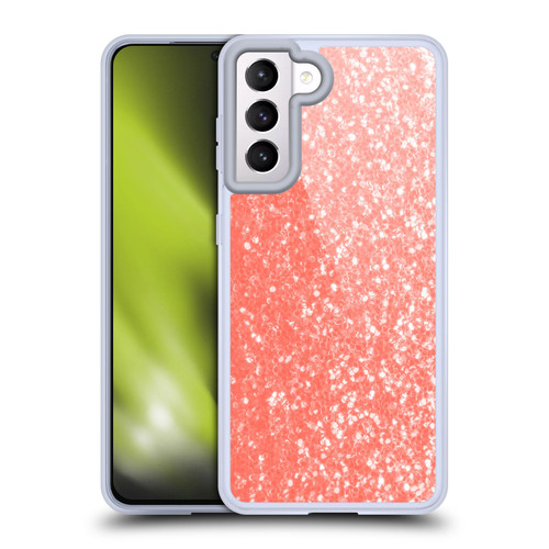 PLdesign Sparkly Coral Light Coral Orange Soft Gel Case for Samsung Galaxy S21 5G & MagSafe