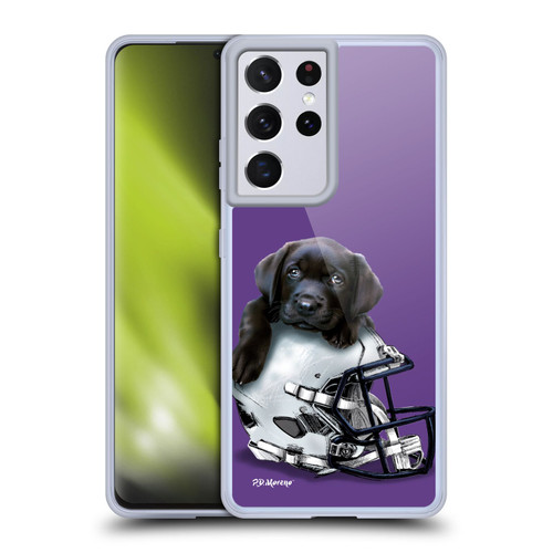 P.D. Moreno Sport Puppies Black Labrador Football Helmet Soft Gel Case for Samsung Galaxy S21 Ultra 5G & MagSafe