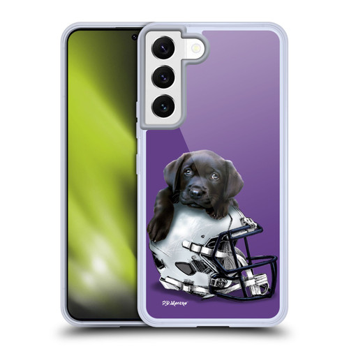 P.D. Moreno Sport Puppies Black Labrador Football Helmet Soft Gel Case for Samsung Galaxy S22 5G & MagSafe