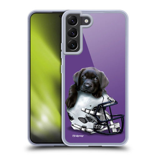 P.D. Moreno Sport Puppies Black Labrador Football Helmet Soft Gel Case for Samsung Galaxy S22+ 5G & MagSafe