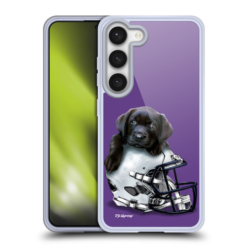 P.D. Moreno Sport Puppies Black Labrador Football Helmet Soft Gel Case for Samsung Galaxy S23 5G & MagSafe