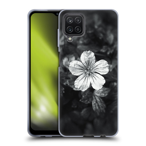 PLdesign Flowers And Leaves Black And White Petal Soft Gel Case for Samsung Galaxy A12 (2020)