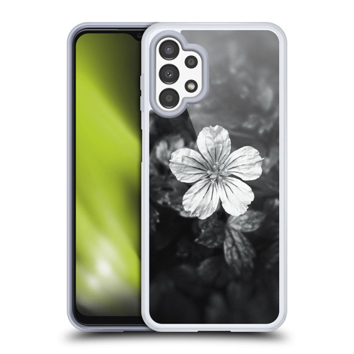 PLdesign Flowers And Leaves Black And White Petal Soft Gel Case for Samsung Galaxy A13 (2022)