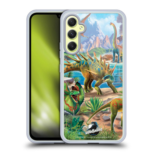 P.D. Moreno Dinosaur Scene Predator And Prey Soft Gel Case for Samsung Galaxy A34 5G