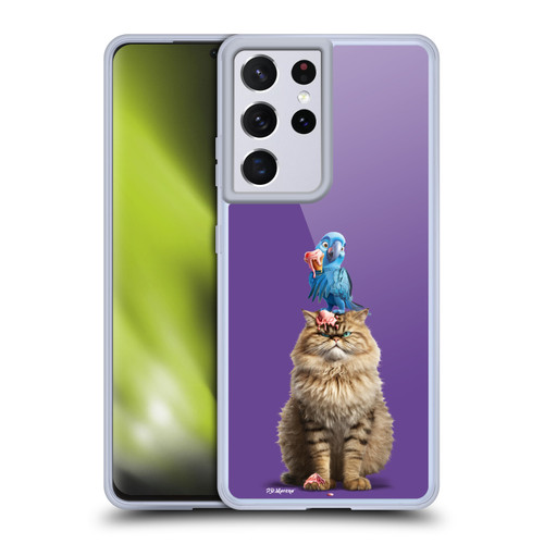 P.D. Moreno Furry Fun Artwork Cat And Parrot Soft Gel Case for Samsung Galaxy S21 Ultra 5G & MagSafe