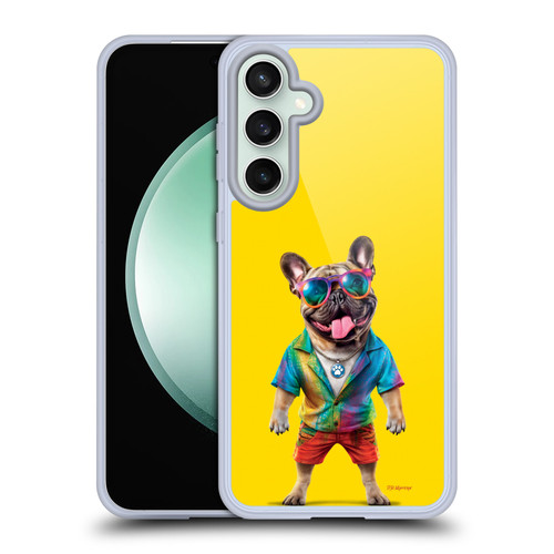 P.D. Moreno Furry Fun Artwork French Bulldog Tie Die Soft Gel Case for Samsung Galaxy S23 FE 5G & MagSafe