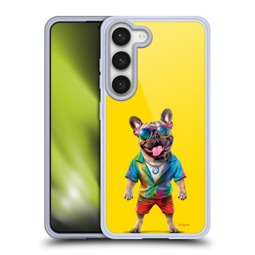 P.D. Moreno Furry Fun Artwork French Bulldog Tie Die Soft Gel Case for Samsung Galaxy S23 5G & MagSafe