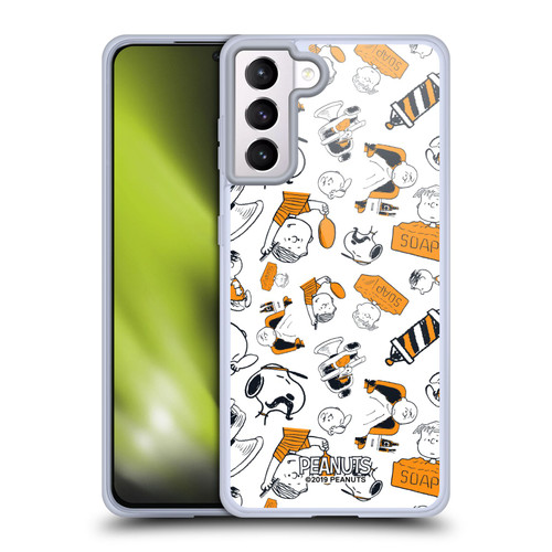 Peanuts Chuck's Barber Shop Pattern Soft Gel Case for Samsung Galaxy S21+ 5G & MagSafe