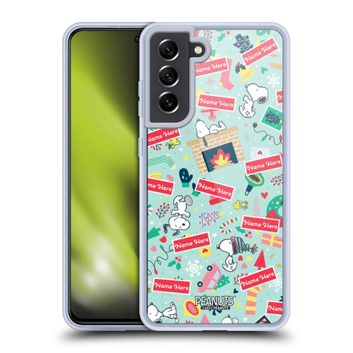 Custom Customised Personalised Peanuts Christmas Festive Pattern Soft Gel Case for Samsung Galaxy S21 FE 5G & MagSafe