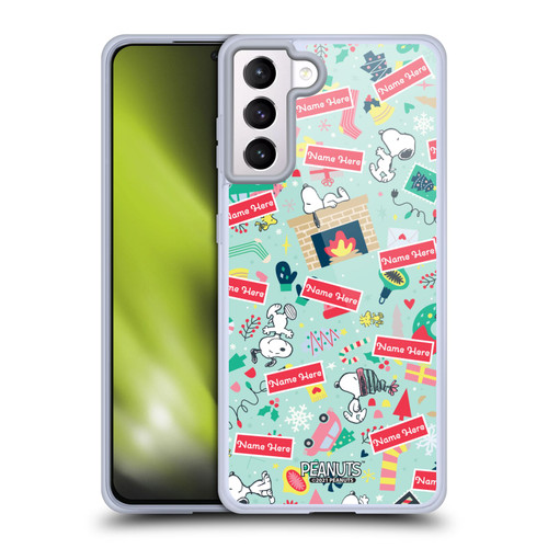 Custom Customised Personalised Peanuts Christmas Festive Pattern Soft Gel Case for Samsung Galaxy S21+ 5G & MagSafe