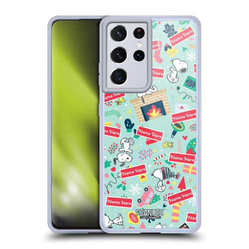 Custom Customised Personalised Peanuts Christmas Festive Pattern Soft Gel Case for Samsung Galaxy S21 Ultra 5G & MagSafe