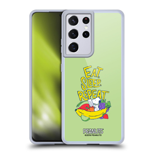 Peanuts Naturally Sweet Eat Sleep Snoopy Soft Gel Case for Samsung Galaxy S21 Ultra 5G & MagSafe