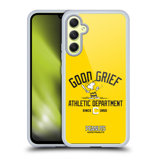 Peanuts Varsity Sports Charlie Brown Good Grief Soft Gel Case for Samsung Galaxy A34 5G