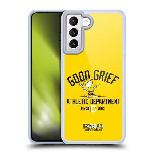 Peanuts Varsity Sports Charlie Brown Good Grief Soft Gel Case for Samsung Galaxy S21 5G & MagSafe