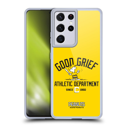 Peanuts Varsity Sports Charlie Brown Good Grief Soft Gel Case for Samsung Galaxy S21 Ultra 5G & MagSafe