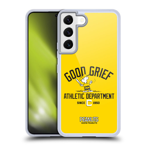 Peanuts Varsity Sports Charlie Brown Good Grief Soft Gel Case for Samsung Galaxy S22 5G & MagSafe