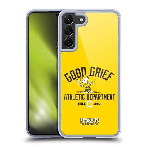 Peanuts Varsity Sports Charlie Brown Good Grief Soft Gel Case for Samsung Galaxy S22+ 5G & MagSafe