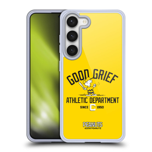 Peanuts Varsity Sports Charlie Brown Good Grief Soft Gel Case for Samsung Galaxy S23 5G & MagSafe