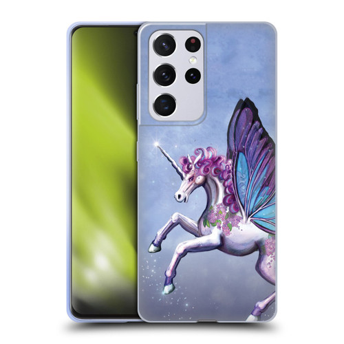 Rose Khan Unicorns Lilac Purple Butterfly Soft Gel Case for Samsung Galaxy S21 Ultra 5G & MagSafe