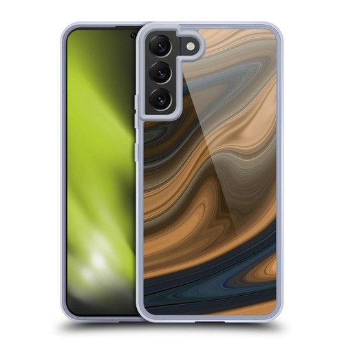 Suzan Lind Marble Swirls Tan And Blue Soft Gel Case for Samsung Galaxy S22+ 5G & MagSafe