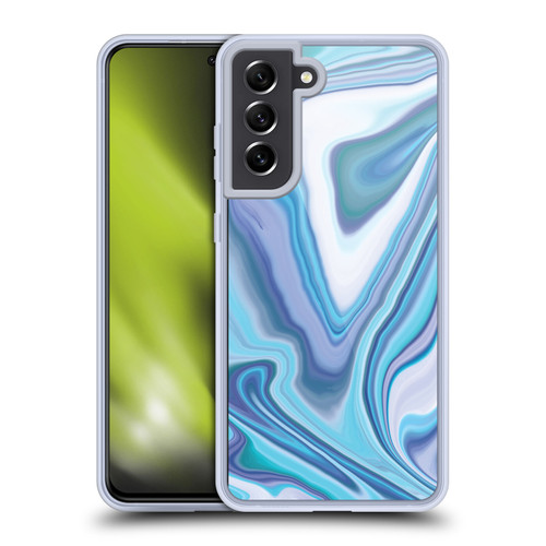 Suzan Lind Marble Dark Blue Pastel Soft Gel Case for Samsung Galaxy S21 FE 5G & MagSafe
