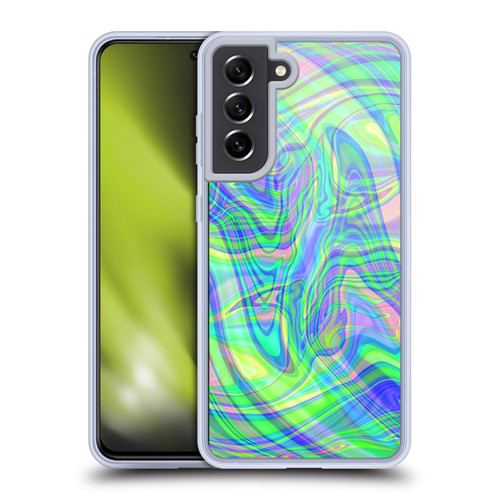 Suzan Lind Marble Green Purple Soft Gel Case for Samsung Galaxy S21 FE 5G & MagSafe