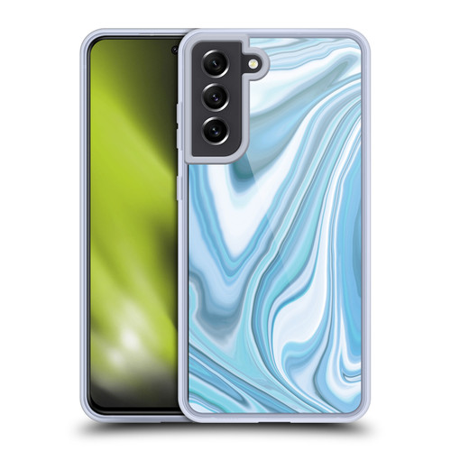 Suzan Lind Marble Light Blue Pastel Soft Gel Case for Samsung Galaxy S21 FE 5G & MagSafe