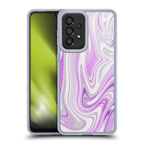 Suzan Lind Marble Swirls Purple White Gray Soft Gel Case for Samsung Galaxy A33 5G (2022)