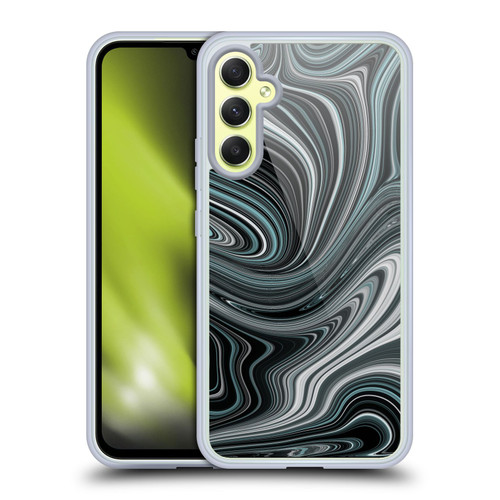 Suzan Lind Marble Swirls Teal And Black Soft Gel Case for Samsung Galaxy A34 5G