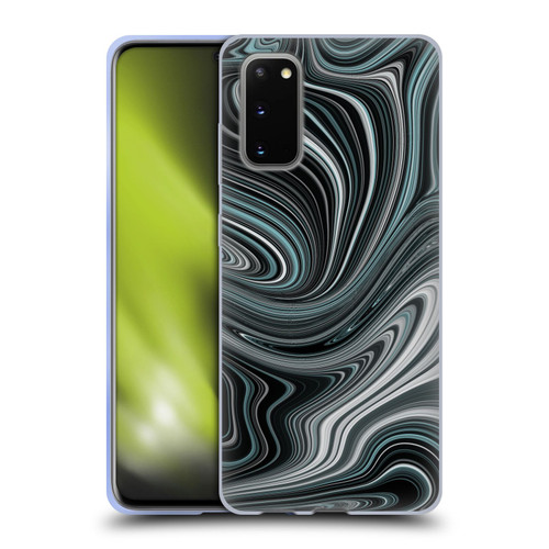 Suzan Lind Marble Swirls Teal And Black Soft Gel Case for Samsung Galaxy S20 / S20 5G