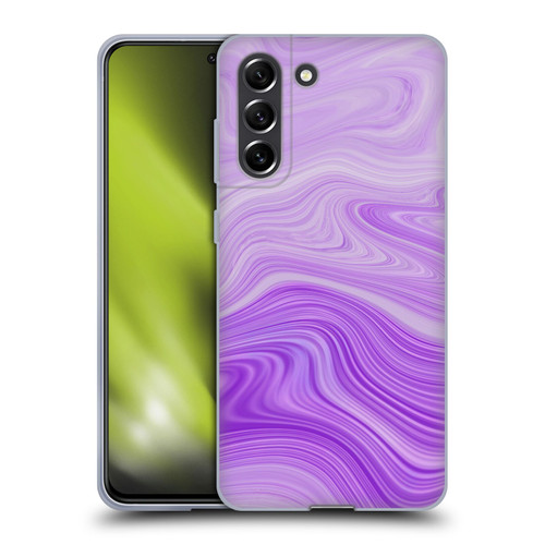 Suzan Lind Marble Swirls Purple Soft Gel Case for Samsung Galaxy S21 FE 5G & MagSafe