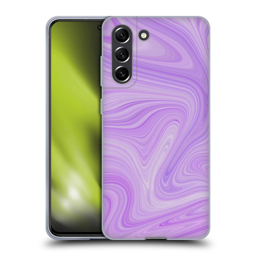 Suzan Lind Marble Swirls Purple White Soft Gel Case for Samsung Galaxy S21 FE 5G & MagSafe