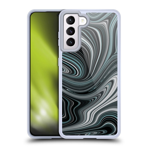 Suzan Lind Marble Swirls Teal And Black Soft Gel Case for Samsung Galaxy S21 5G & MagSafe