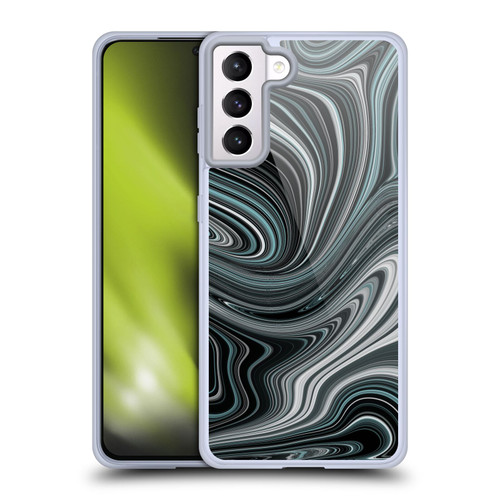 Suzan Lind Marble Swirls Teal And Black Soft Gel Case for Samsung Galaxy S21+ 5G & MagSafe