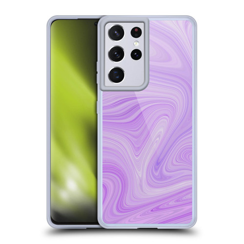 Suzan Lind Marble Swirls Purple White Soft Gel Case for Samsung Galaxy S21 Ultra 5G & MagSafe