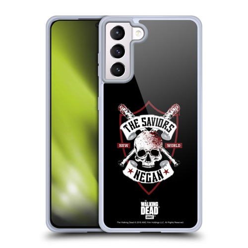AMC The Walking Dead Negan Biker Art Bat Skull Soft Gel Case for Samsung Galaxy S21+ 5G & MagSafe