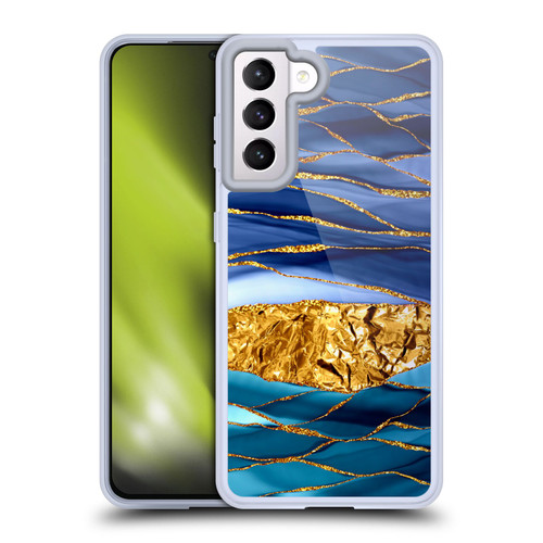 UtArt Dark Night Marble Golden Seas Soft Gel Case for Samsung Galaxy S21 5G & MagSafe