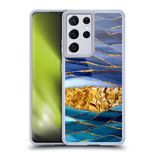 UtArt Dark Night Marble Golden Seas Soft Gel Case for Samsung Galaxy S21 Ultra 5G & MagSafe