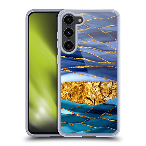 UtArt Dark Night Marble Golden Seas Soft Gel Case for Samsung Galaxy S23+ 5G & MagSafe