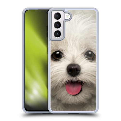 Vincent Hie Big Face Puppies Maltese Soft Gel Case for Samsung Galaxy S21+ 5G & MagSafe