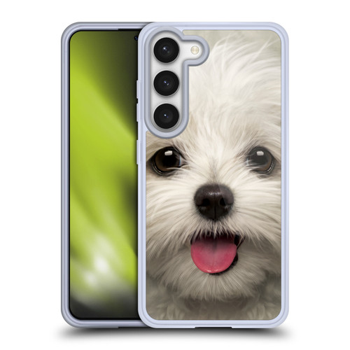 Vincent Hie Big Face Puppies Maltese Soft Gel Case for Samsung Galaxy S23 5G & MagSafe