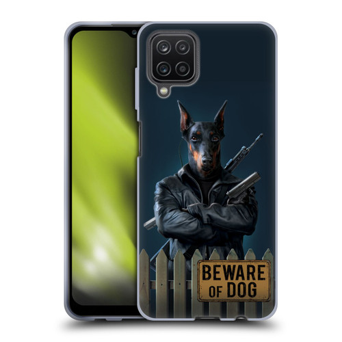 Vincent Hie Canidae Beware Of Dog Soft Gel Case for Samsung Galaxy A12 (2020)