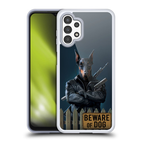 Vincent Hie Canidae Beware Of Dog Soft Gel Case for Samsung Galaxy A13 (2022)